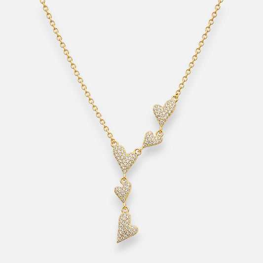 Collar Cascada Corazones Circones Pavé