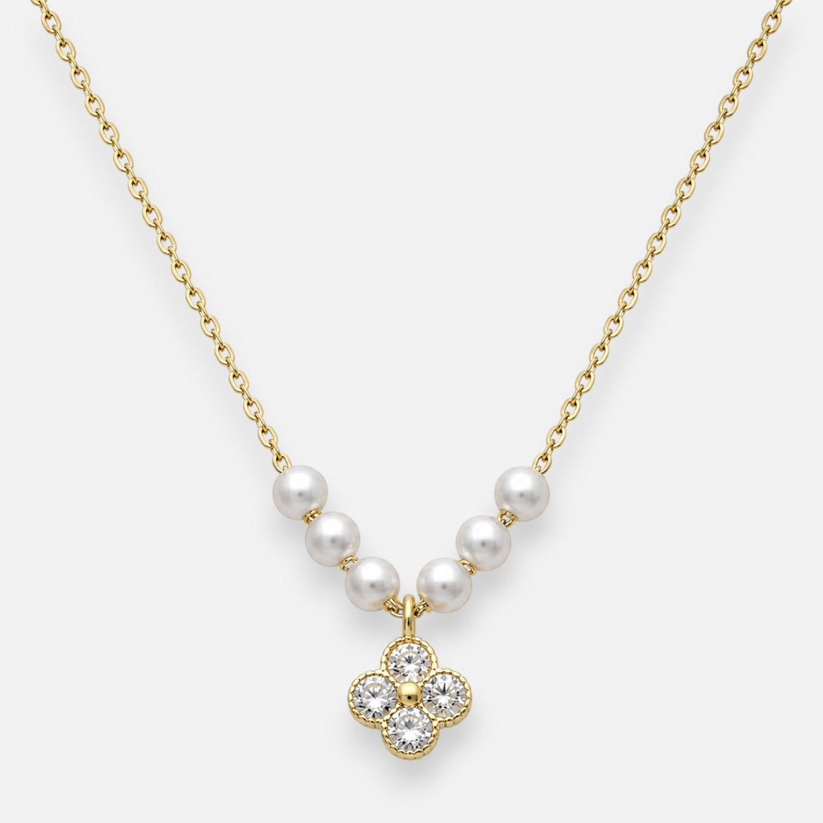Collar Perlas y Trébol de la Suerte Circones