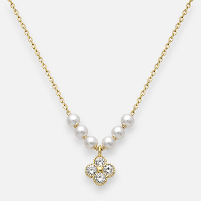 Collar Perlas y Trébol de la Suerte Circones