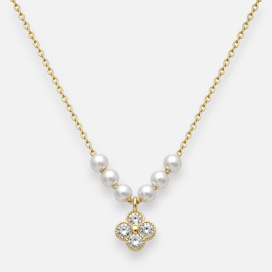 Collar Perlas y Trébol de la Suerte Circones