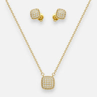 Set Collar Aros Cuadrado Circones Pavé