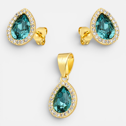 Conjunto Gota Circones Turquesa
