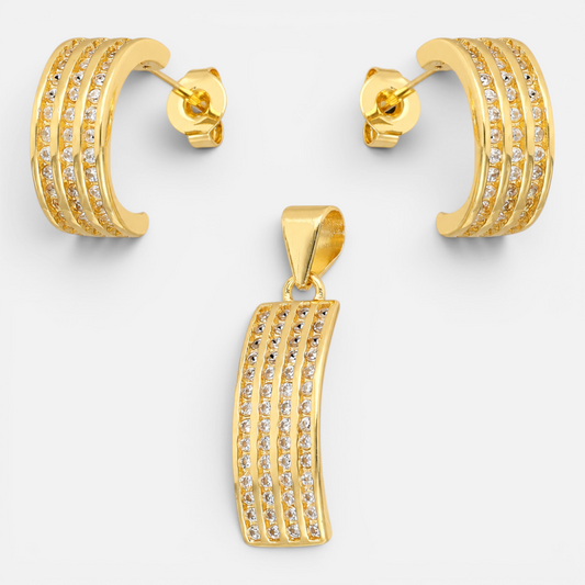 Conjunto Semi Argolla Líneas Circones