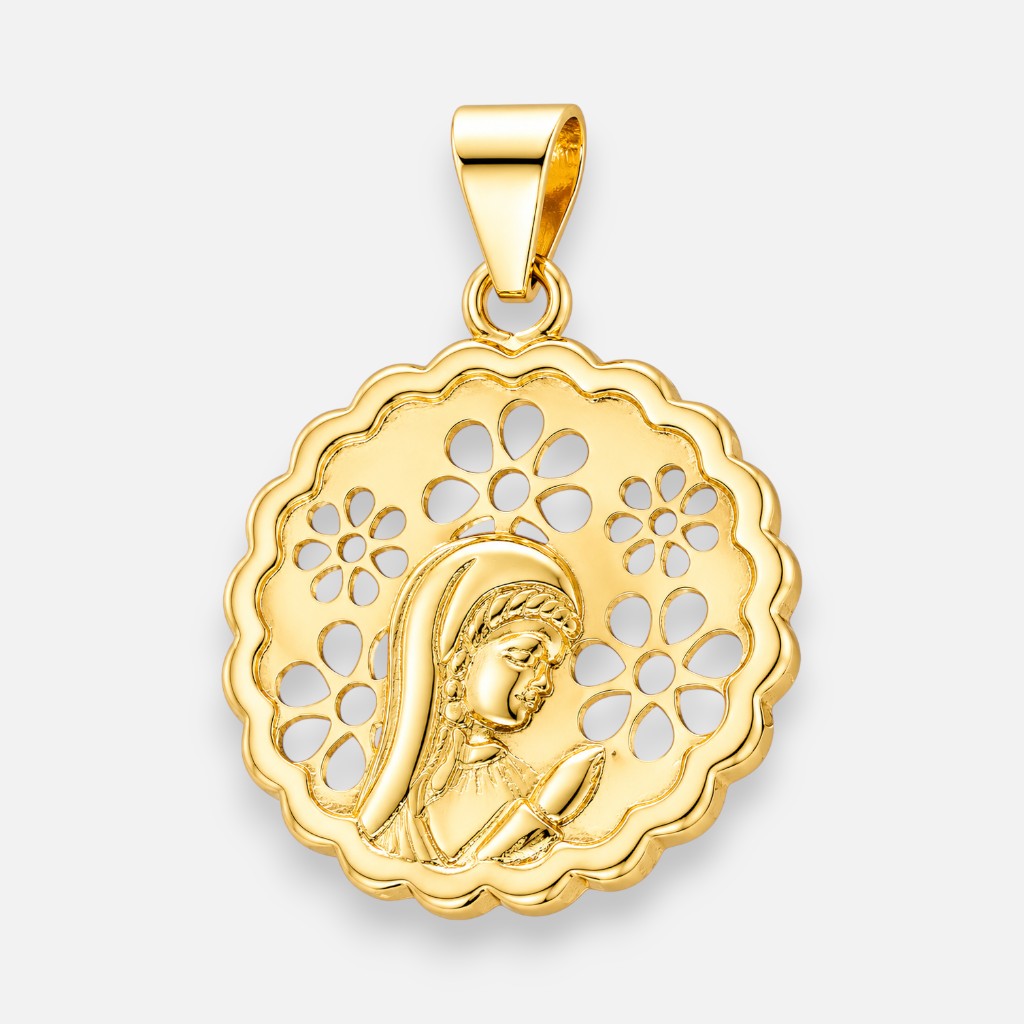 Colgante Virgen niña Flores