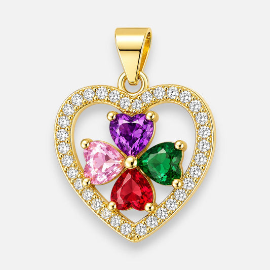 Colgante Corazón Trébol 4 Hojas Circones Multicolor