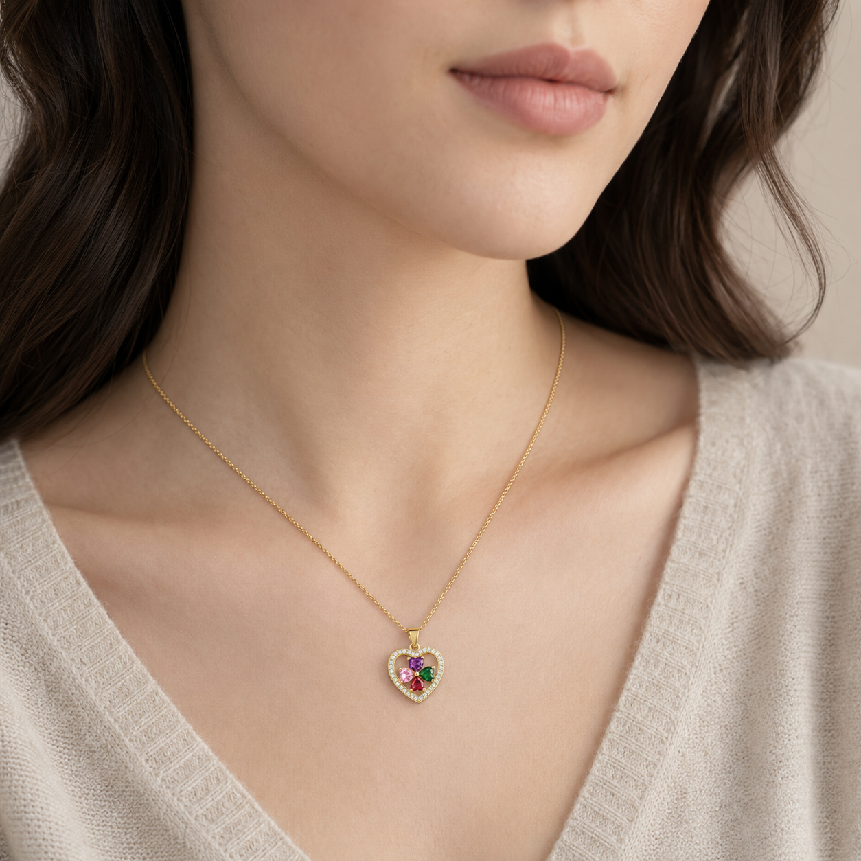 Colgante Corazón Trébol 4 Hojas Circones Multicolor