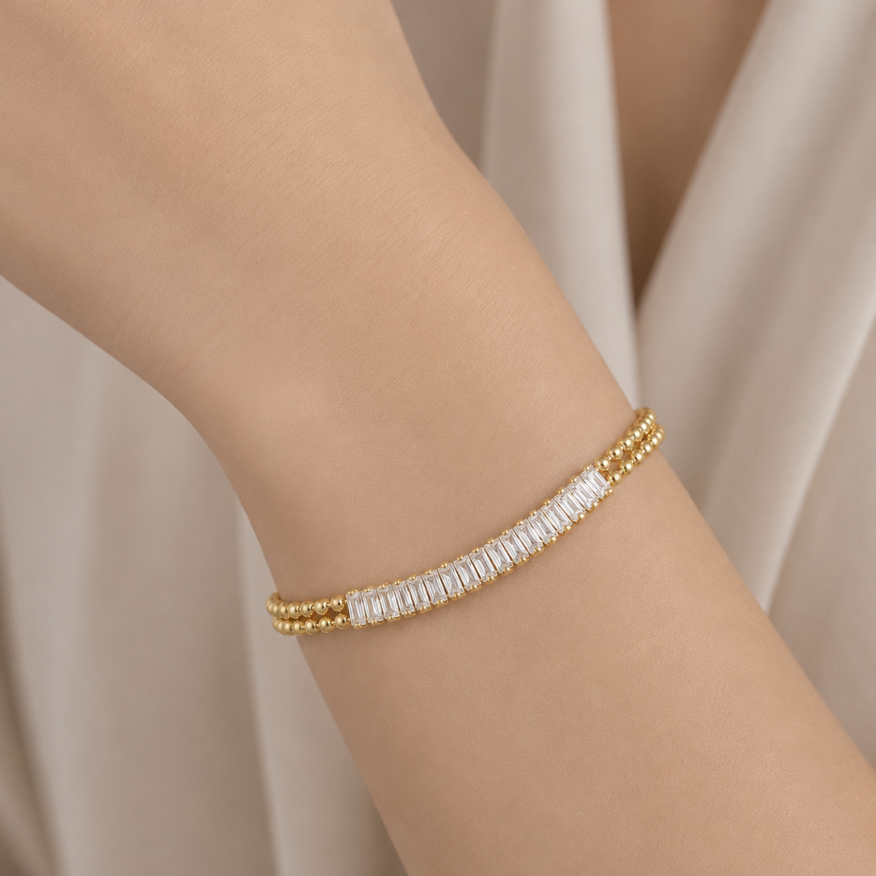 Pulsera Esferas Circones Baguette