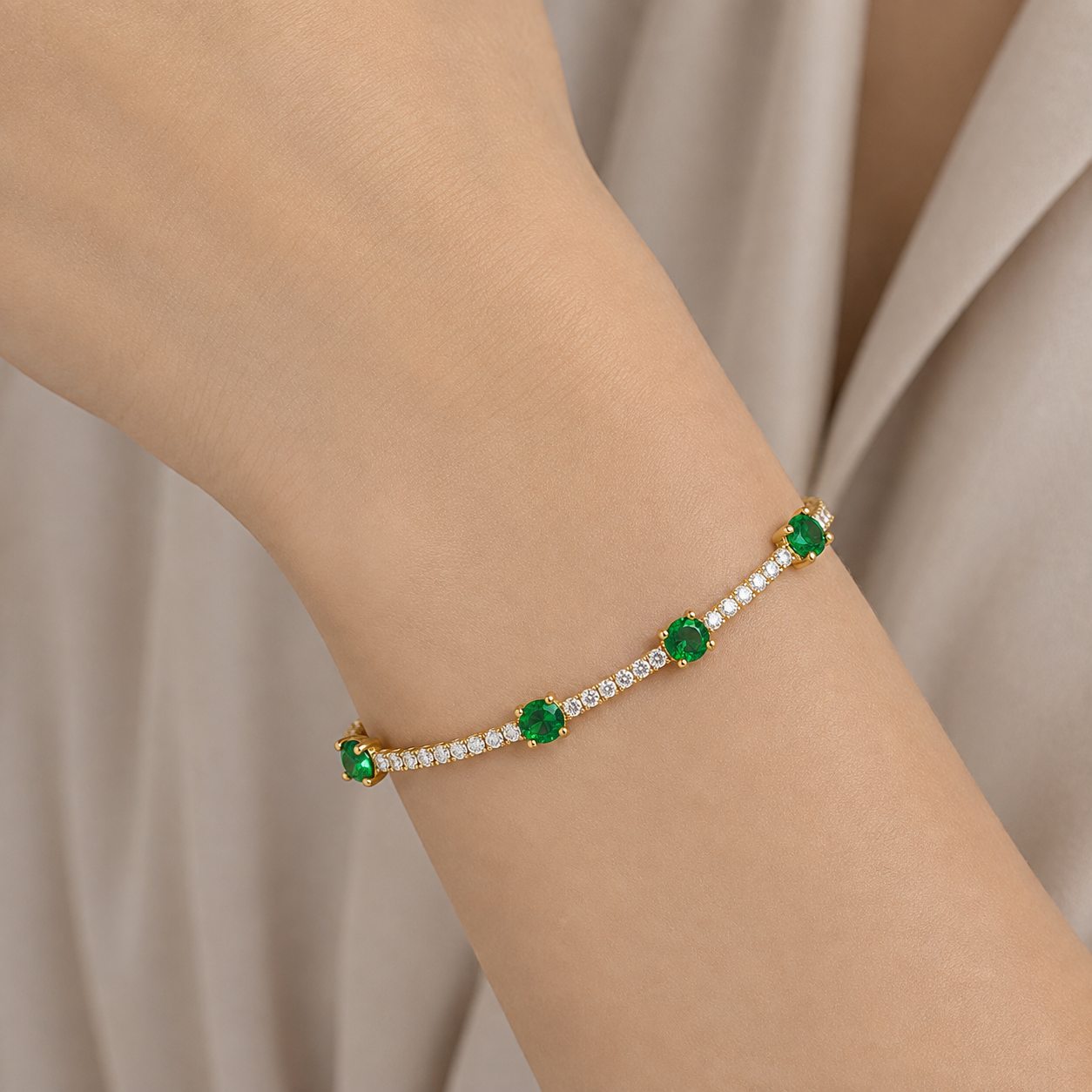 Pulsera Tenis Circones Esmeralda