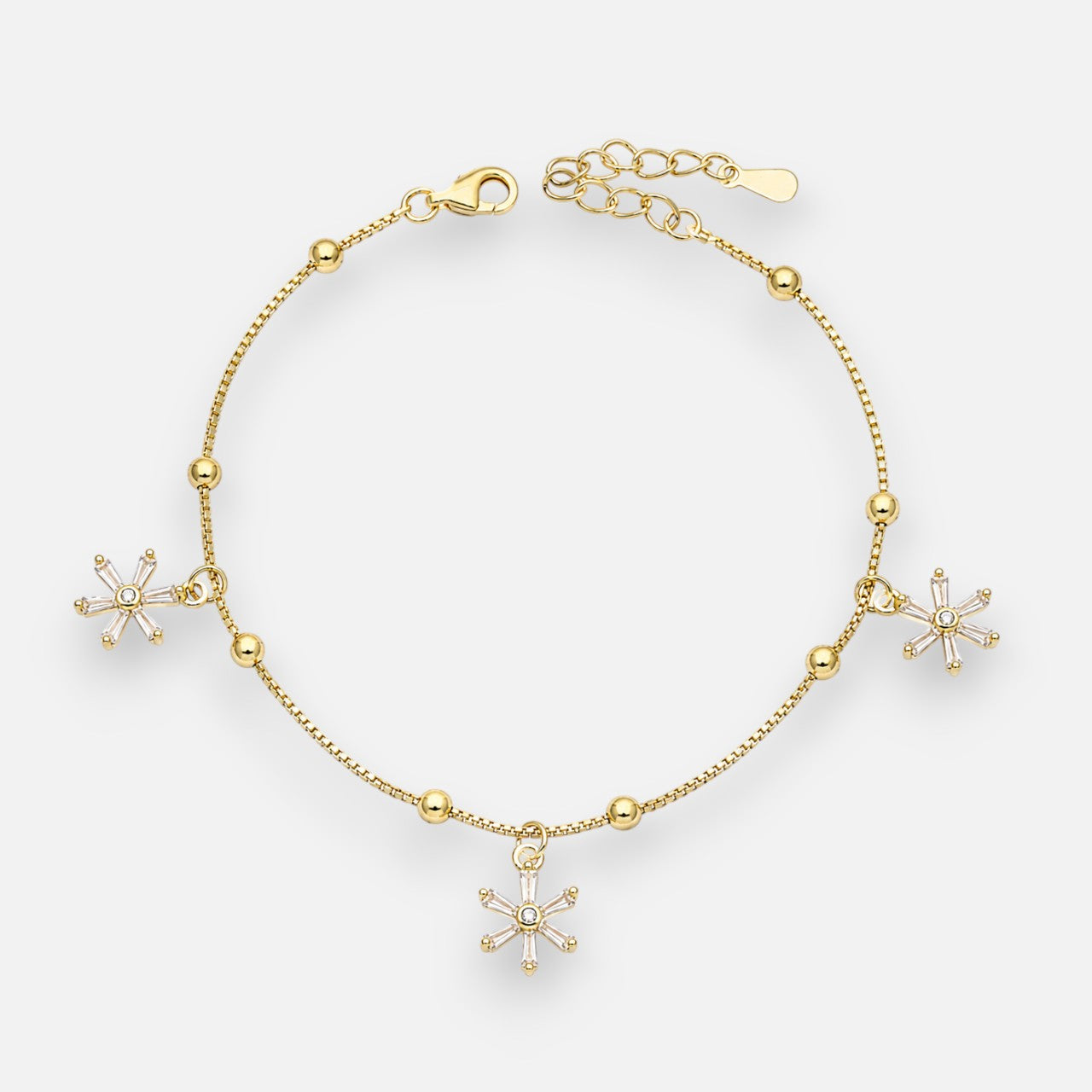 Pulsera Esferas Flores Circones Baguette