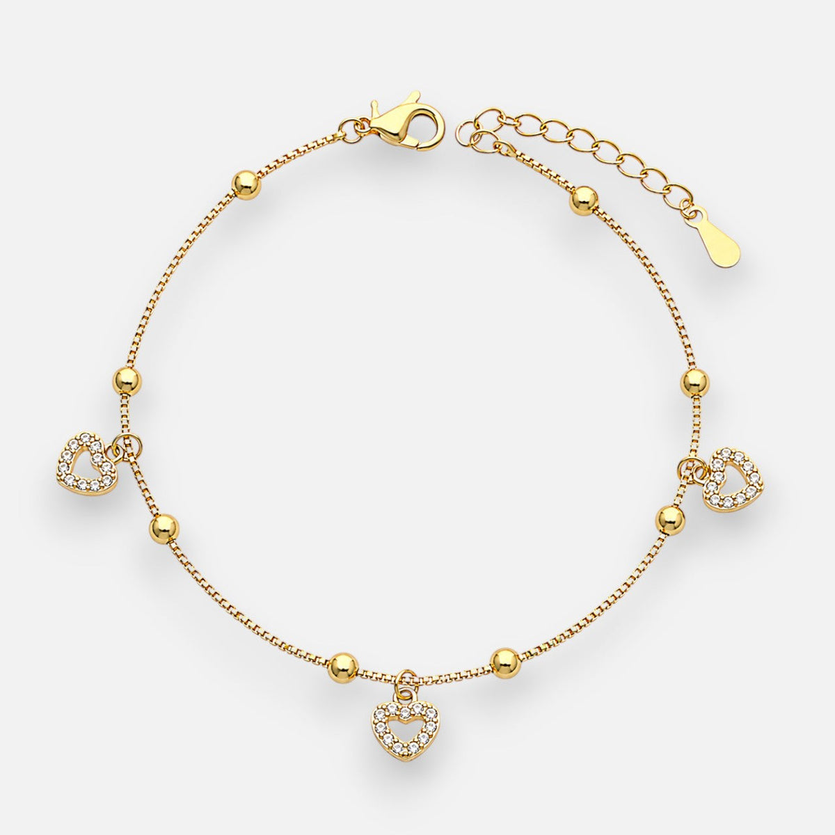 Pulsera Esferas Corazones Circones