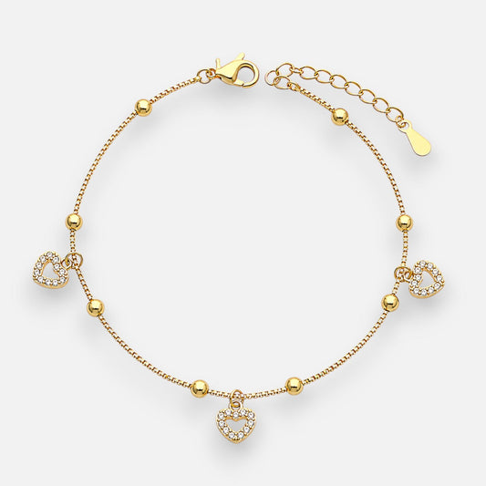 Pulsera Esferas Corazones Circones
