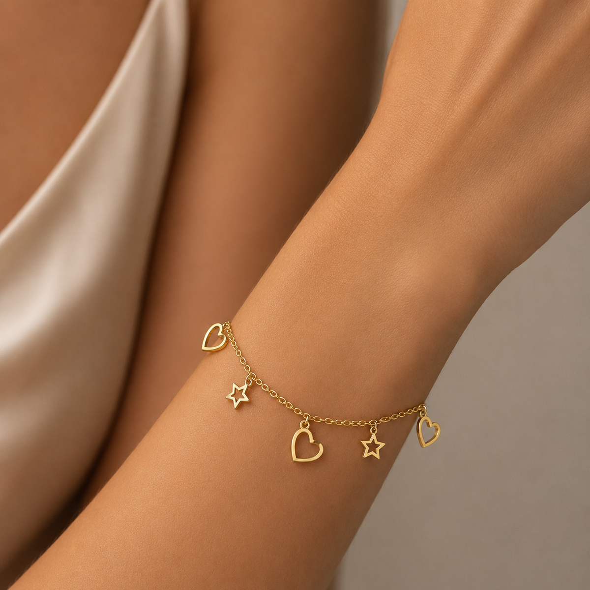 Pulsera Tradicional Corazones Estrellas