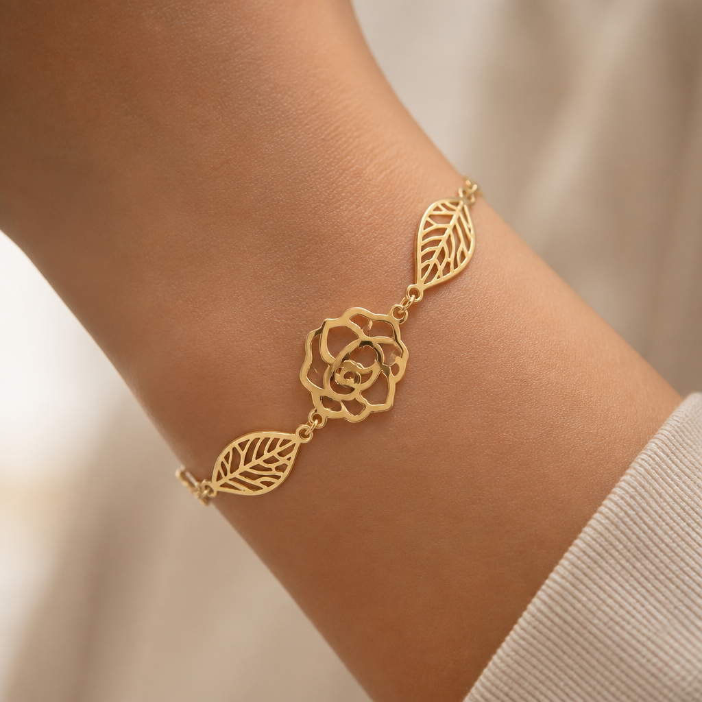 Pulsera Hojas Rosa de Abril