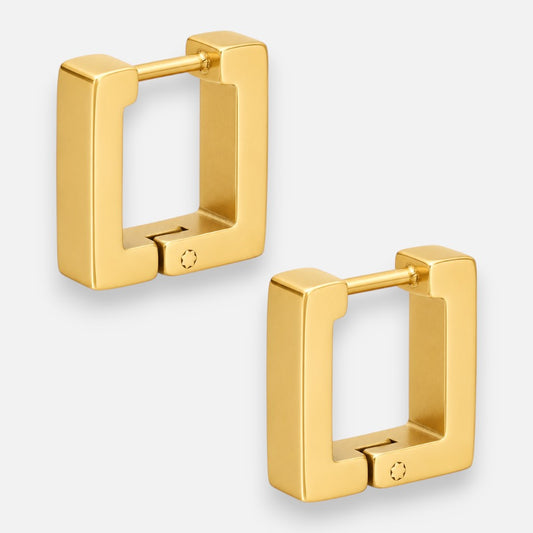 Argolla Huggie Corte Cuadrado 12x12 mm