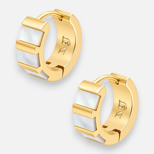 Argolla Huggie Nácar 13 mm
