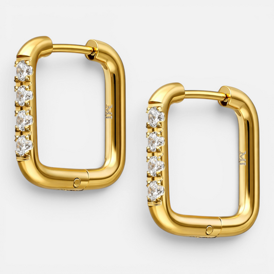 Argolla Huggie Cuadrada Circones 17x17 mm