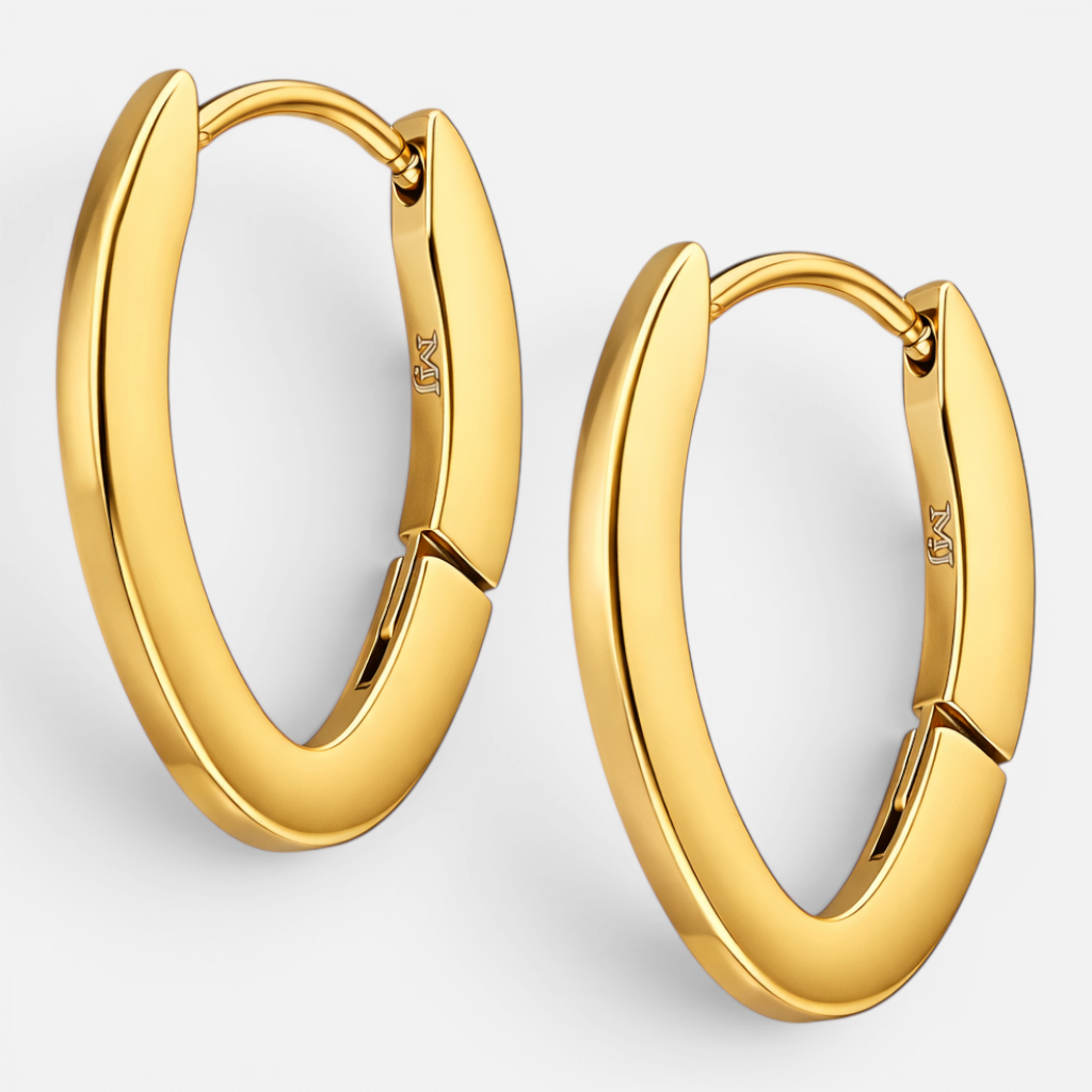 Argolla Huggie Punta Ovalada 19x12 mm