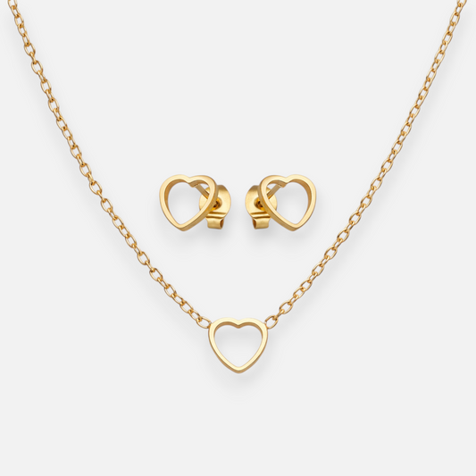 Set Collar y Aros Corazón 8 mm
