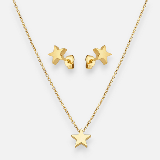 Set Collar y Aros Estrella 8 mm