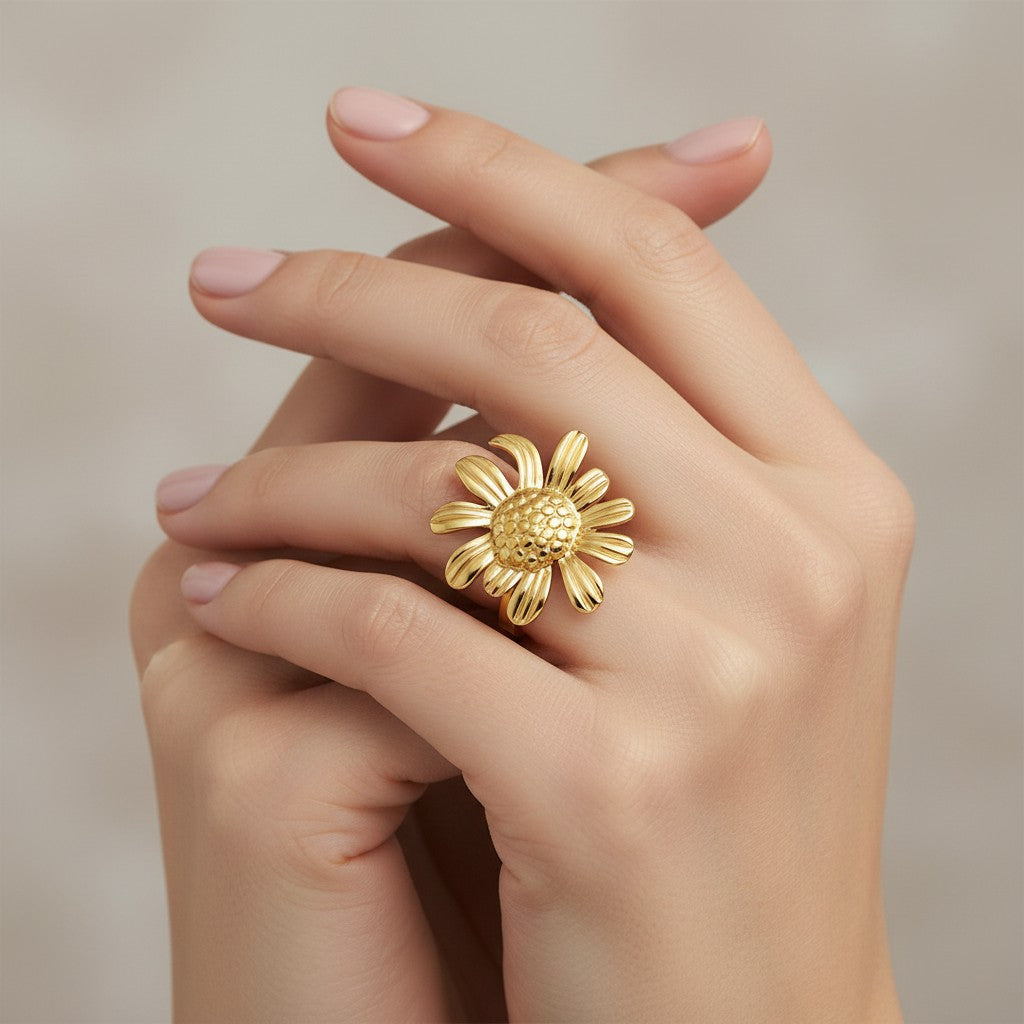Anillo Maxi Flor Girasol 23 mm