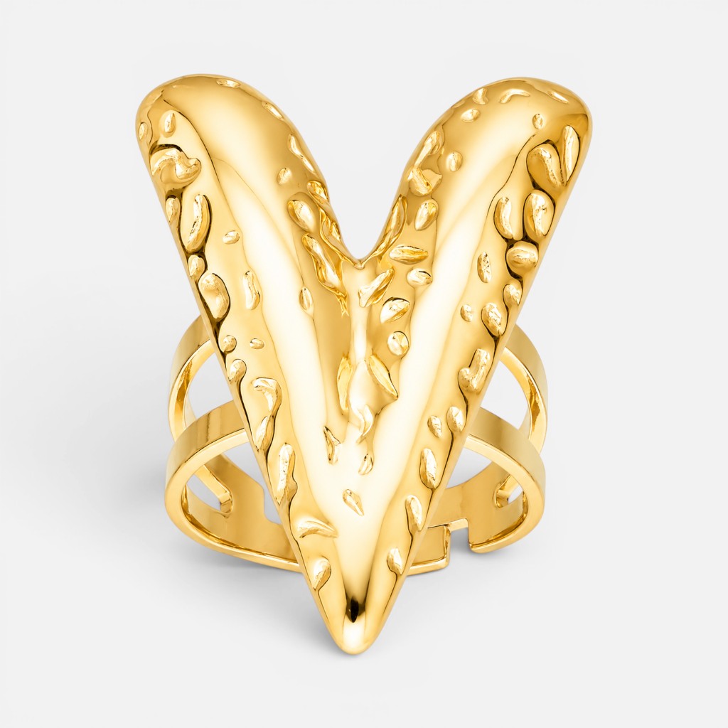 Anillo Ajustable Corazón Chunky Facetado