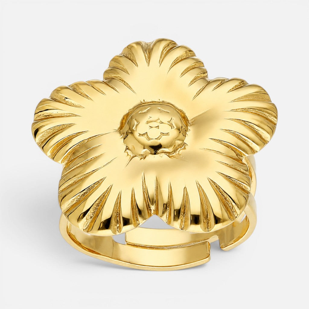 Anillo Ajustable Flor Chunky Facetada