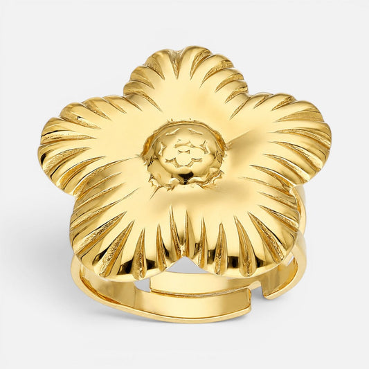 Anillo Ajustable Flor Chunky Facetada