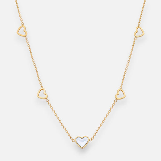 Collar Corazones Nácar Blanco
