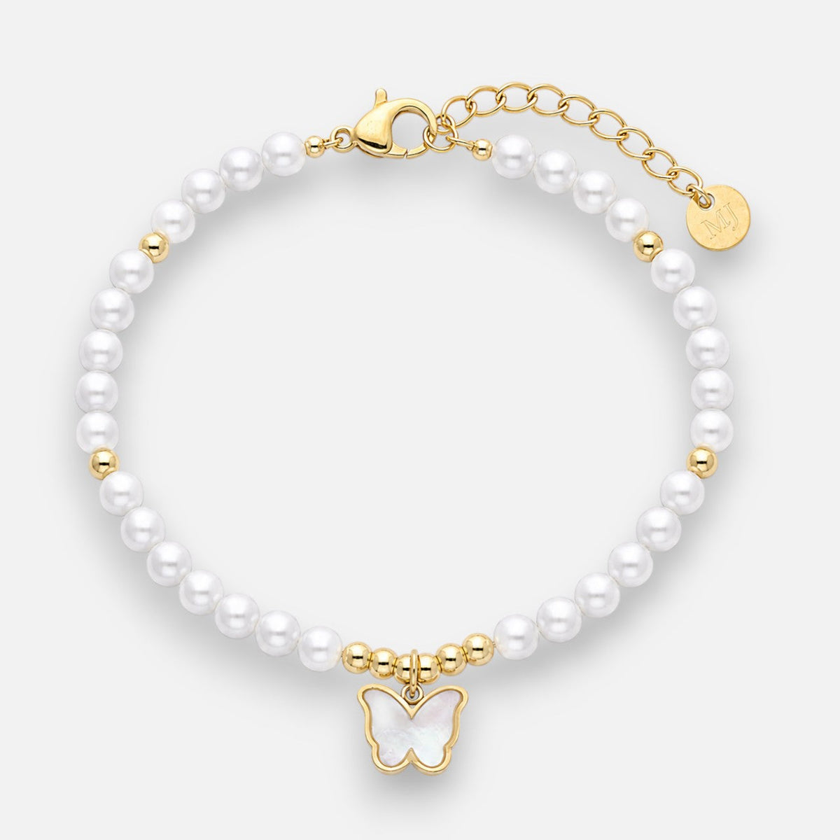 Pulsera Perlas Mariposa Nácar Blanco