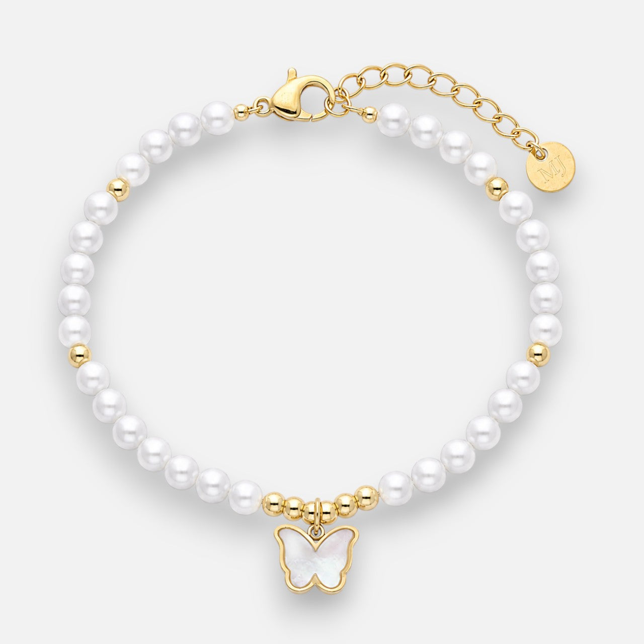 Pulsera Perlas Mariposa Nácar Blanco