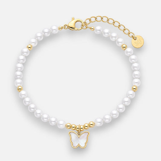 Pulsera Perlas Mariposa Nácar Blanco