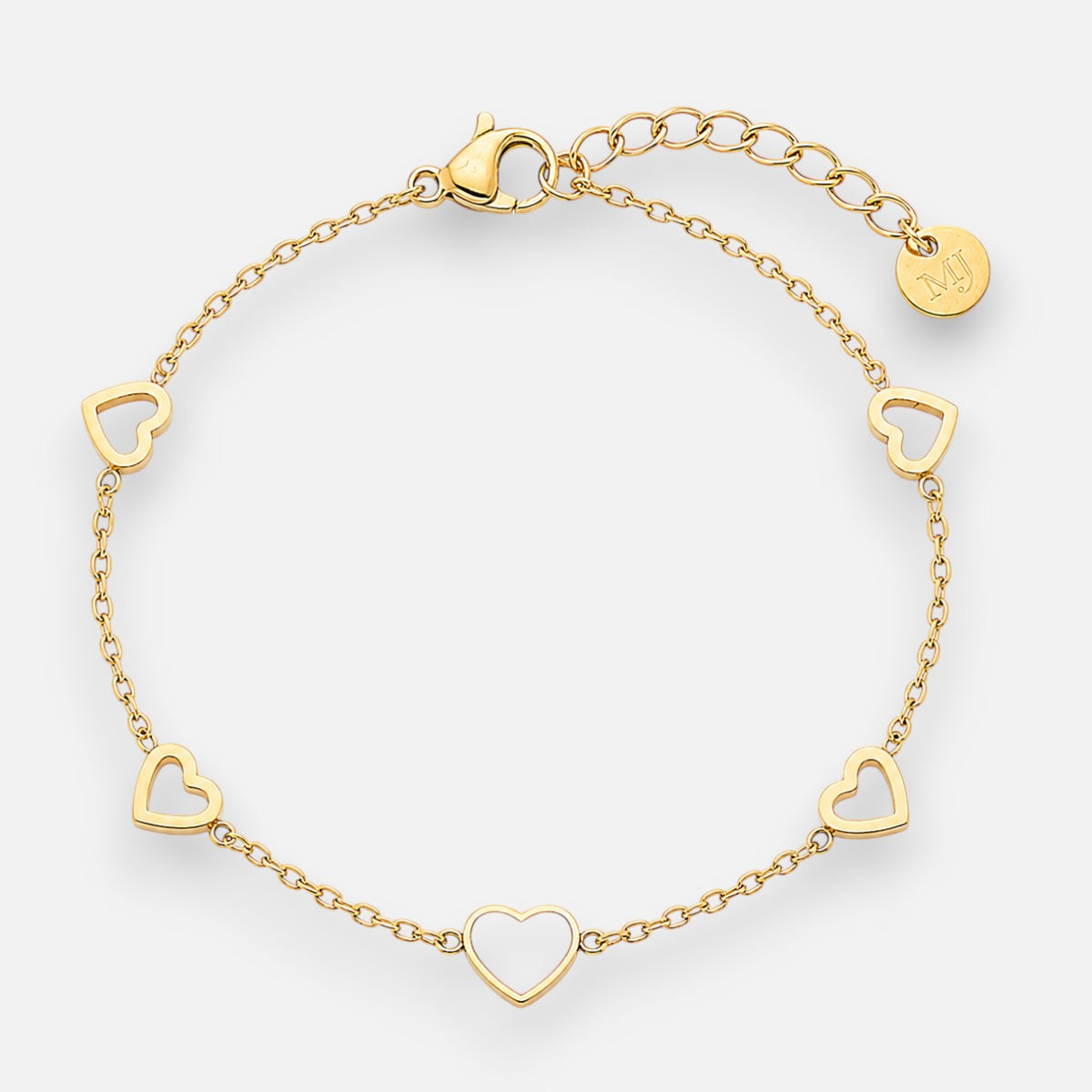 Pulsera Corazones Nácar Blanco