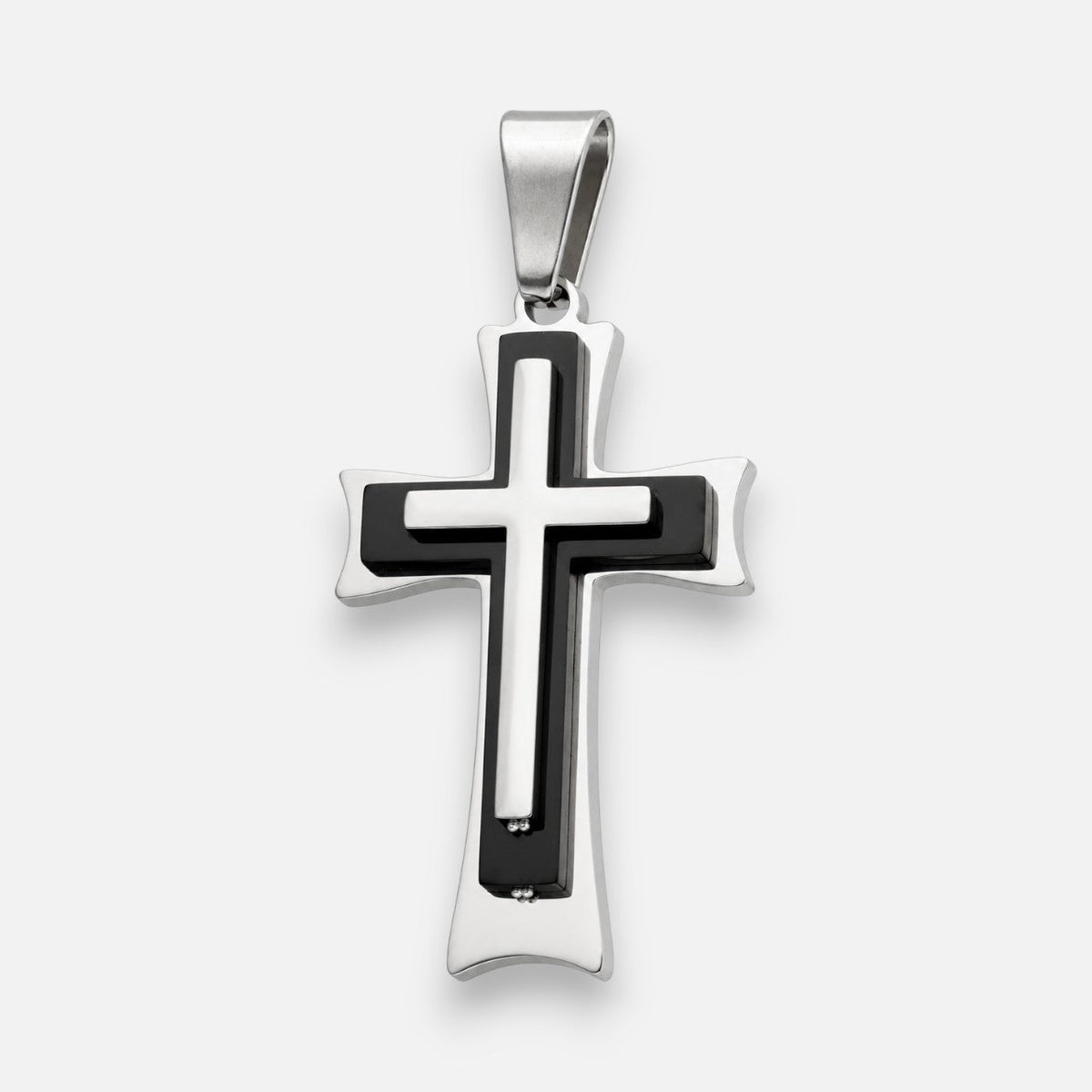 Colgante Cruz Contorno Ónix