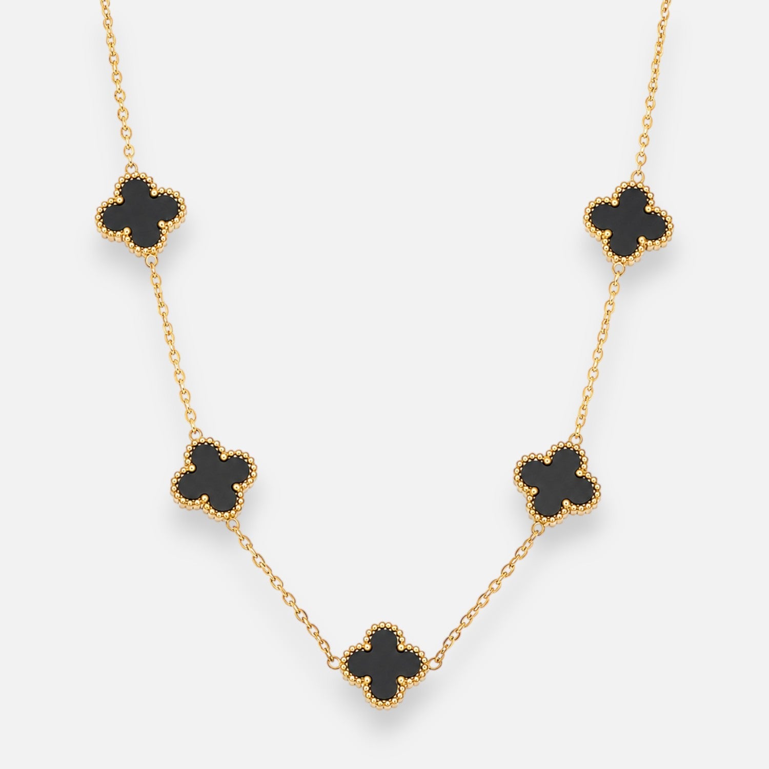 Collar Trébol de la Suerte Ónix