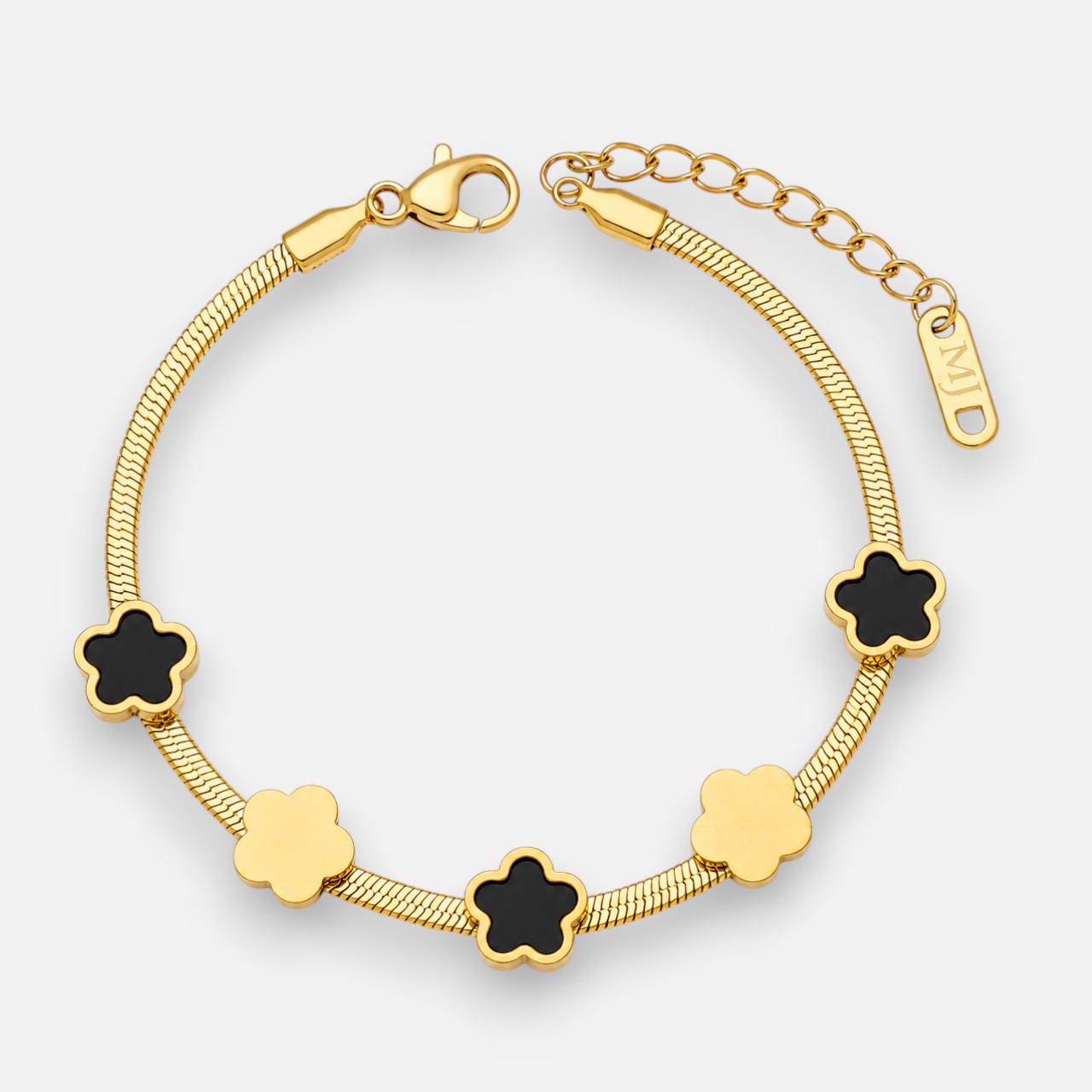 Pulsera Cinta Flores Ónix