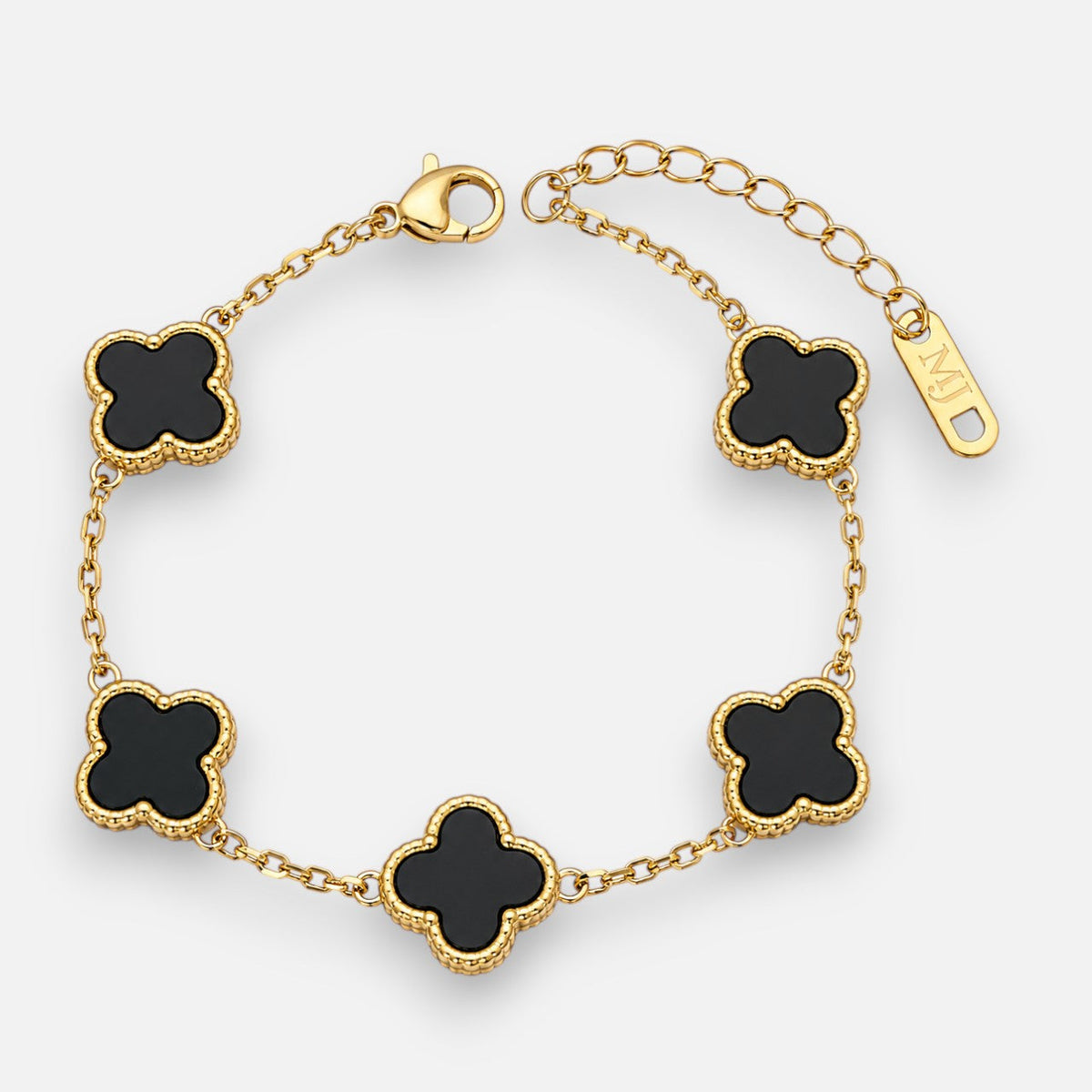 Pulsera Trébol de la Suerte Ónix