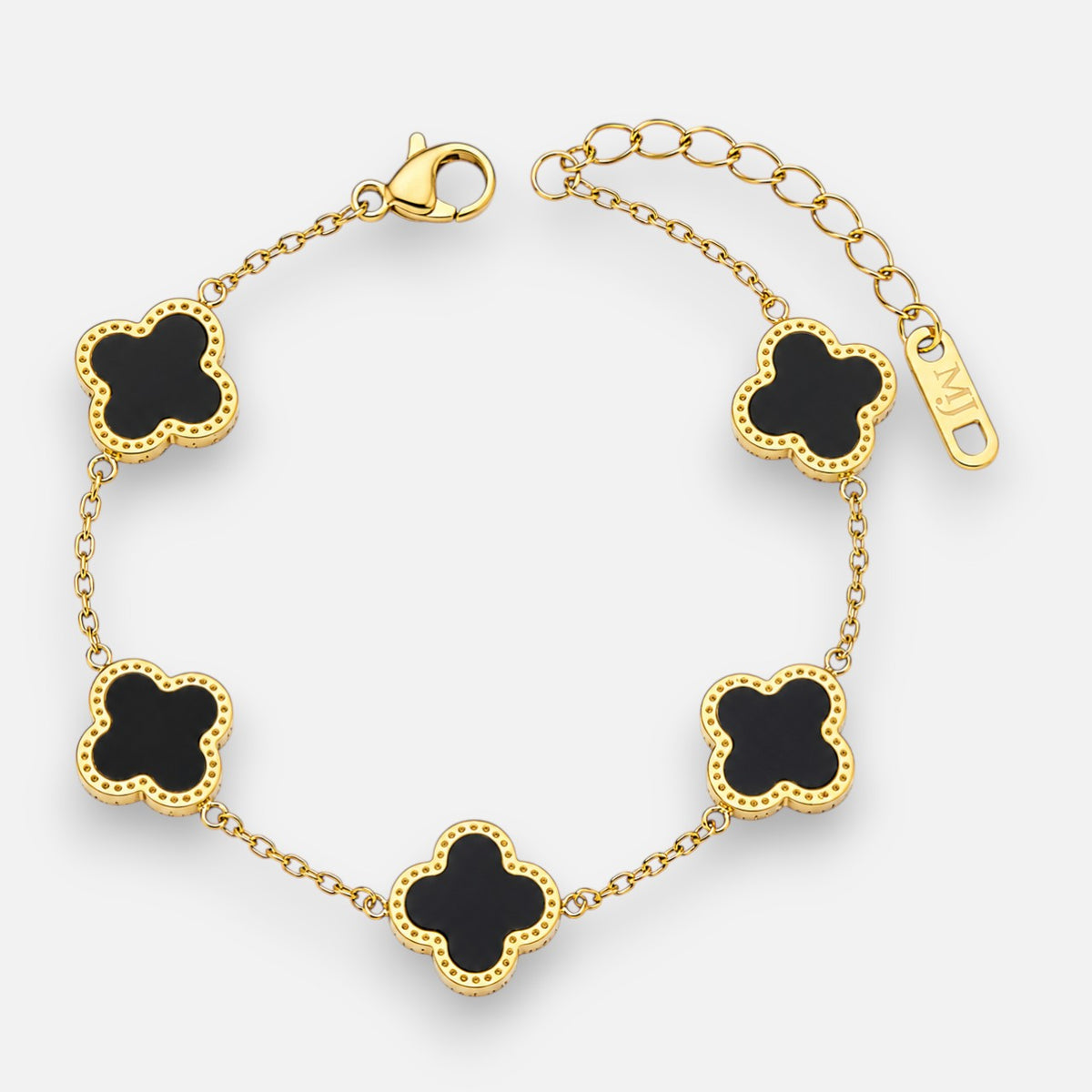 Pulsera Trébol de la Suerte Ónix