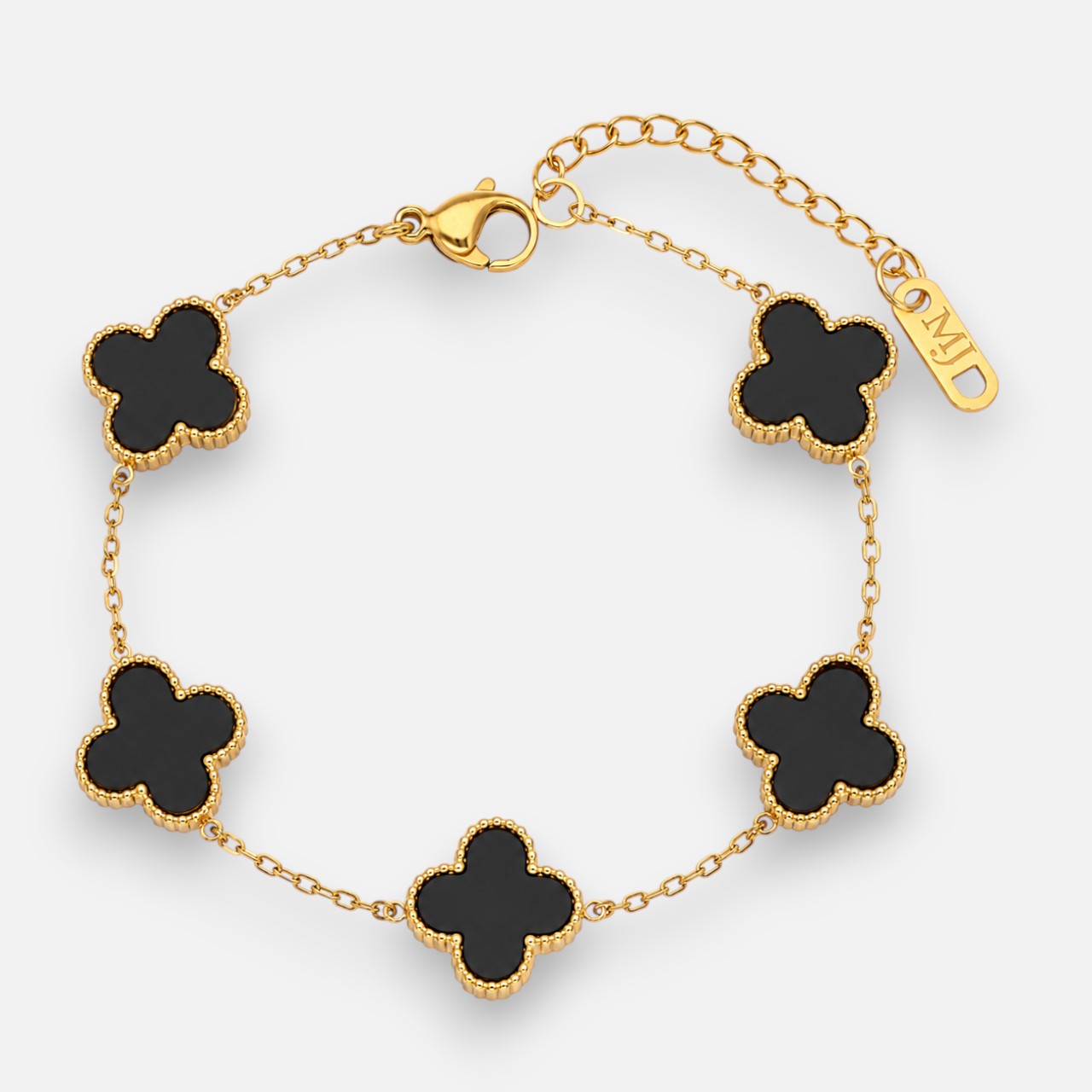 Pulsera Reversible Trébol de la Suerte Ónix Nácar