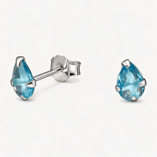 Aro Gota Circón Zafiro 6x8 mm