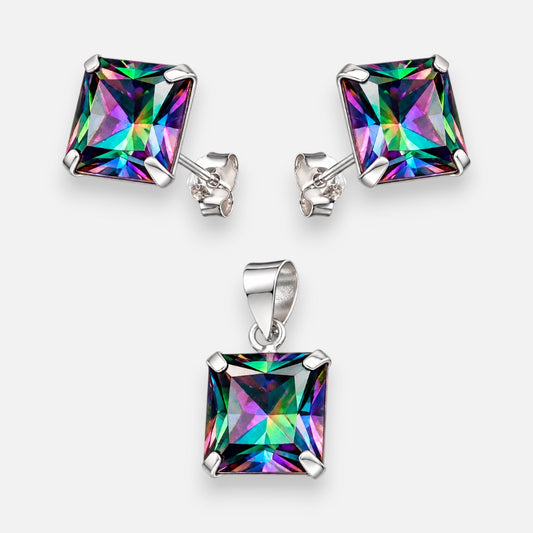 Conjunto Circón Topacio Místico 8x8 mm
