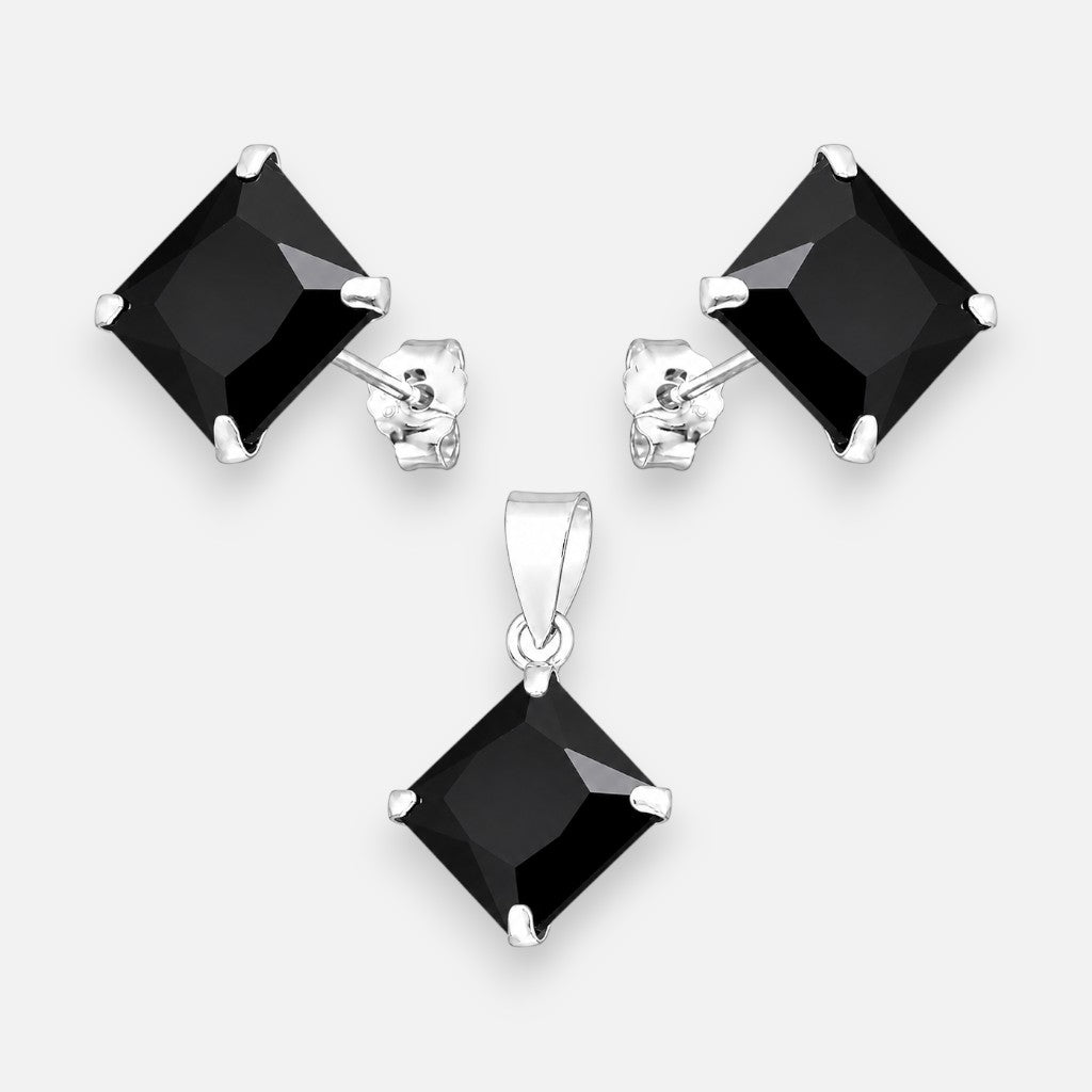 Conjunto Circón Ónix 8x8 mm