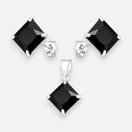 Conjunto Circón Ónix 8x8 mm