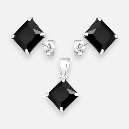 Conjunto Circón Ónix 8x8 mm