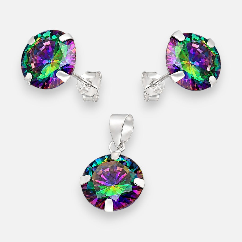 Conjunto Circón Topacio Mistico 10 mm
