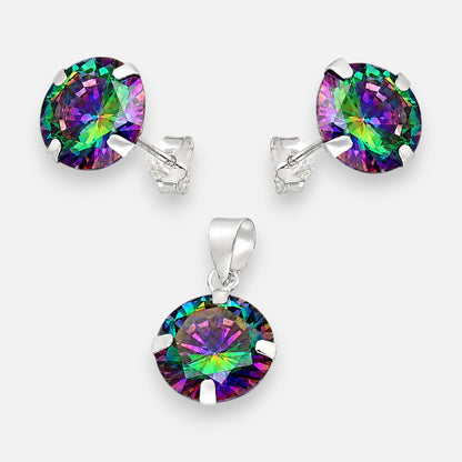 Conjunto Circón Topacio Mistico 10 mm