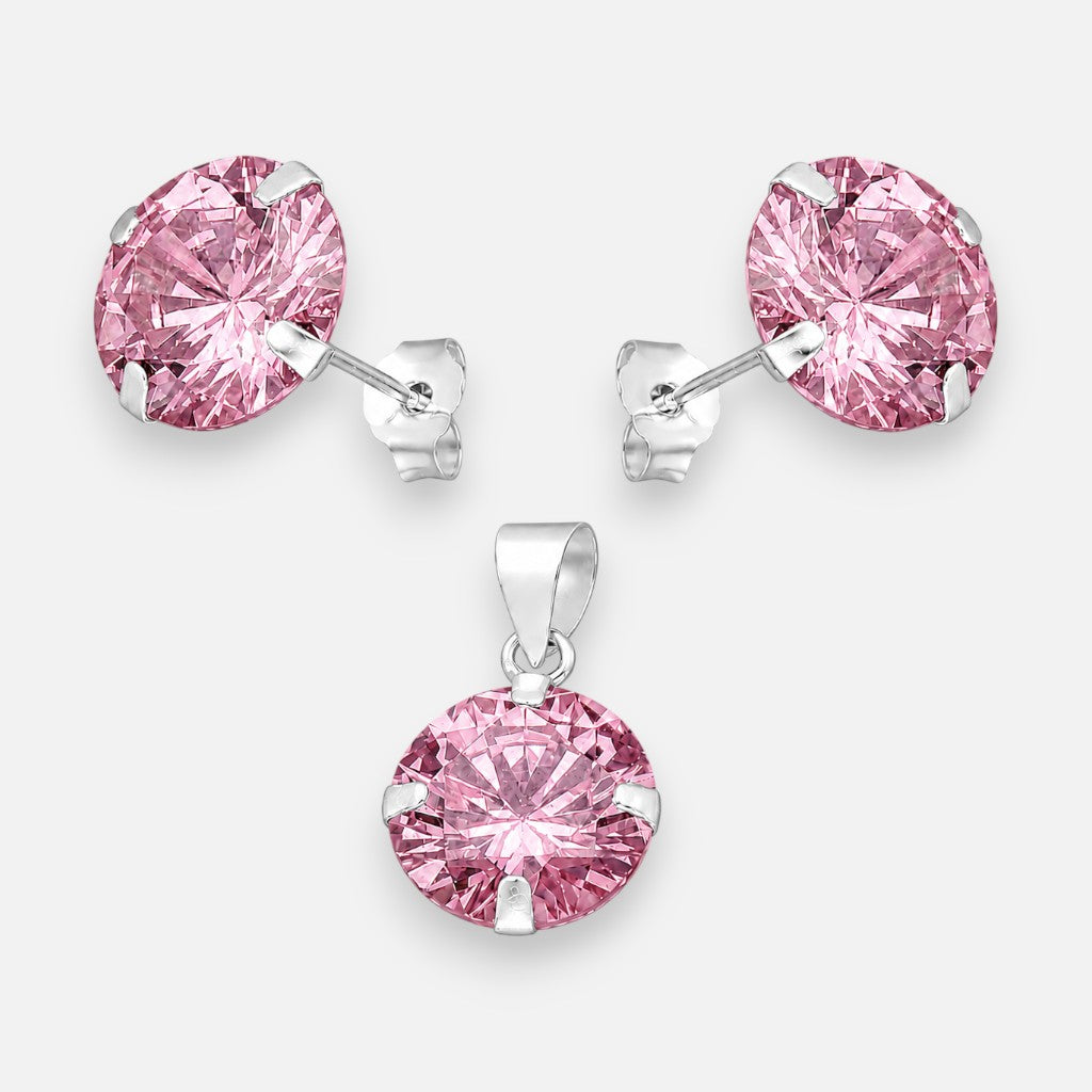 Conjunto Circón Rosa Francia 10 mm