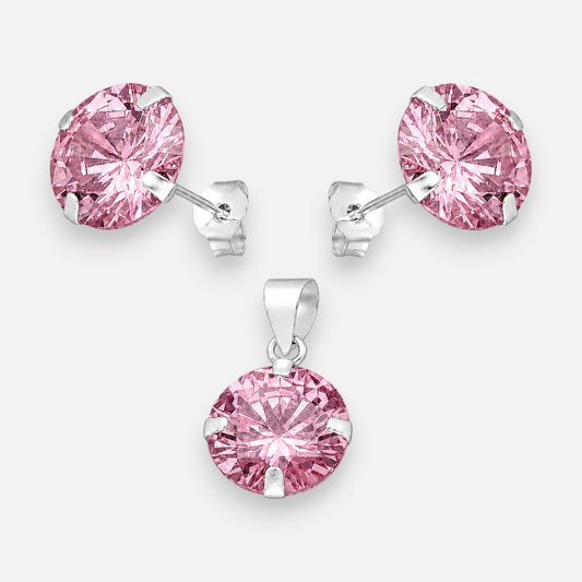 Conjunto Circón Rosa Francia 10 mm