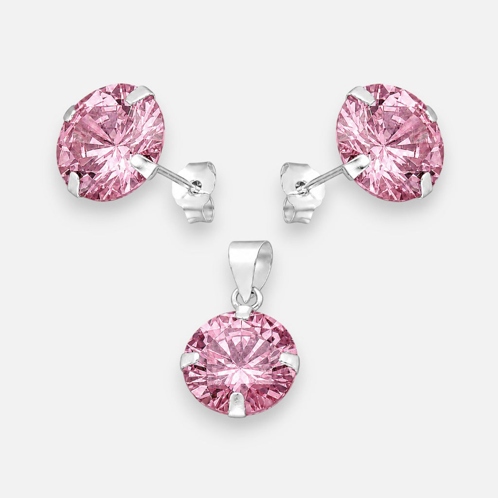 Conjunto Circón Rosa Francia 8 mm