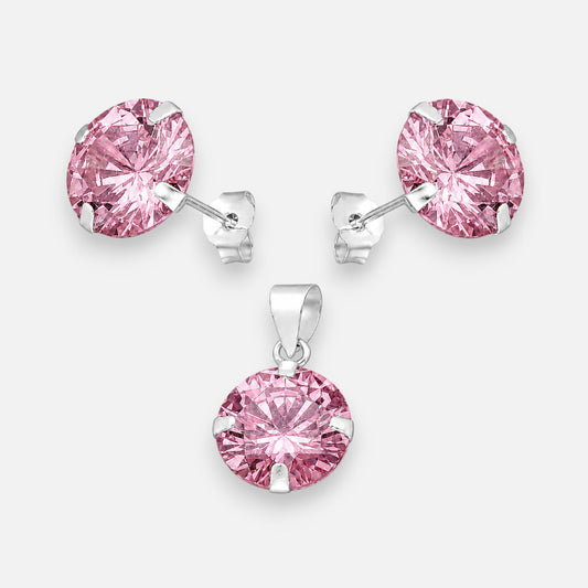Conjunto Circón Rosa Francia 8 mm
