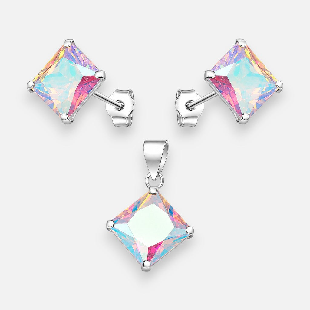 Conjunto Circón Tornasol 10x10 mm